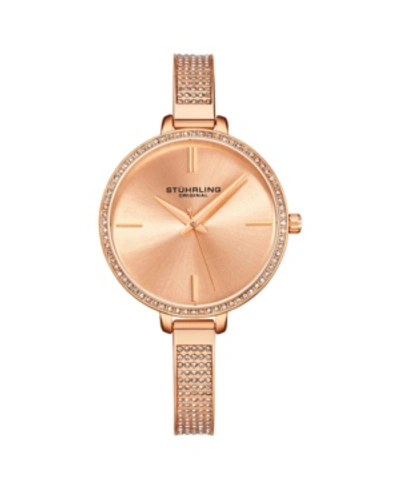 Shop Stuhrling Women's Rose Gold Mesh Stainless Steel Bracelet Watch 36mm In Dusty Rose