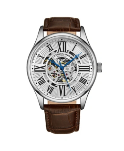 Stuhrling Men's Brown Leather Strap Watch 42mm In Brown