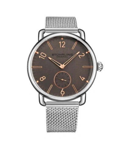 Stuhrling Men's Silver Tone Stainless Steel Bracelet Watch 42mm In Silver