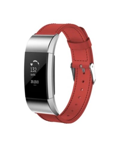 Shop Posh Tech Unisex Fitbit Charge 2 Red Genuine Leather Watch Replacement Band