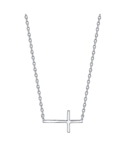 Shop Unwritten Thin East West Cross Station Plated Silver Necklace