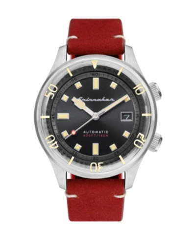 Shop Spinnaker Men's Bradner Automatic Red Genuine Leather Strap Watch 42mm
