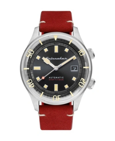 Spinnaker Men's Bradner Automatic Red Genuine Leather Strap Watch 42mm In Red