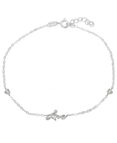 Shop Giani Bernini Cubic Zirconia "love" Ankle Bracelet In Sterling Silver Or Two Tone Sterling Silver & 18k Gold-plate