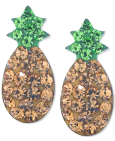 Shop Giani Bernini Crystal Pineapple Stud Earrings In Sterling Silver