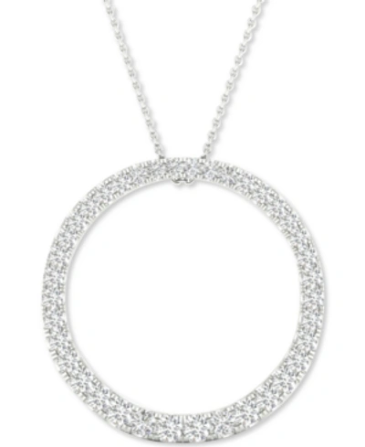 Shop Forever Grown Diamonds Lab-created Diamond Circle Pendant Necklace (1/2 Ct. T.w.) In Sterling Silver, 16" + 2" Extender In White Gold