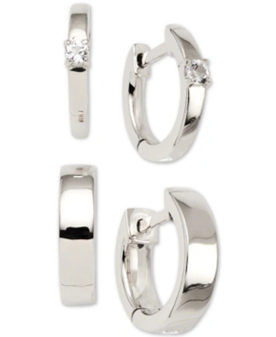 Ava Nadri 2-pc. Set Huggie Hoop Earrings In Silver