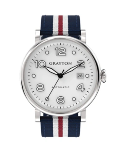 Shop Grayton Men's Classic Collection Blue, White And Red 3 Colors Fabric Strap Watch 44mm In Multi