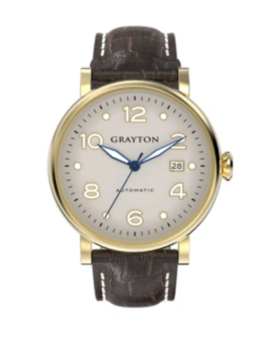 Shop Grayton Men's Classic Collection Brown Crocodile-embossed Leather Strap Watch 44mm