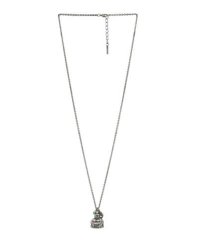 Shop Mr Ettika Plated Ox Chain Buddha Necklace In Silver Plated
