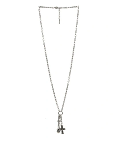 Shop Mr Ettika Lion Hearted Triple Charm Necklace In Silver Plated