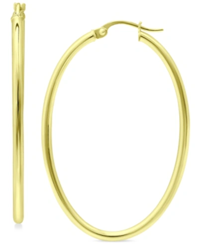 Shop Giani Bernini Medium Oval Skinny Hoop Earrings In 18k Gold-plated Sterling Silver, Or Sterling Silver, 1-5/8", Cre In Gold Over Silver