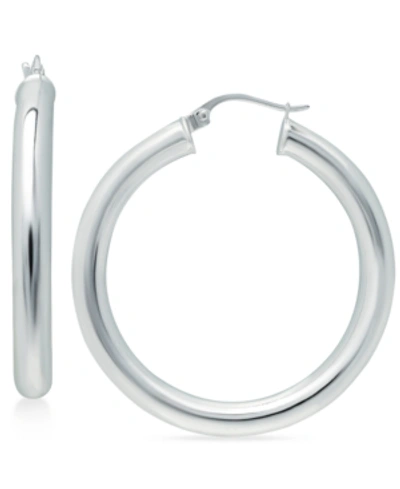 Shop Giani Bernini Polished Hoop Earrings, Created For Macy's In Silver