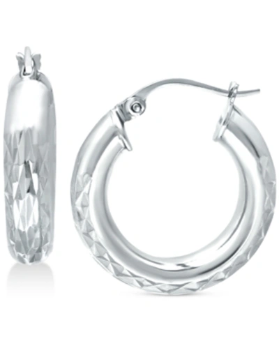 Shop Giani Bernini Small Embellished Hoop Earrings In Sterling Silver, 20mm, Created For Macy's