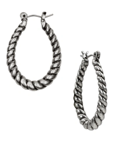 Shop Patricia Nash Silver-tone Twisted-rope Oval Hoop Earrings