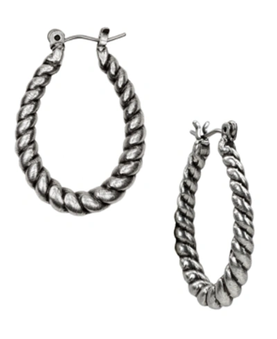 Patricia Nash Silver-tone Twisted-rope Oval Hoop Earrings In Silver