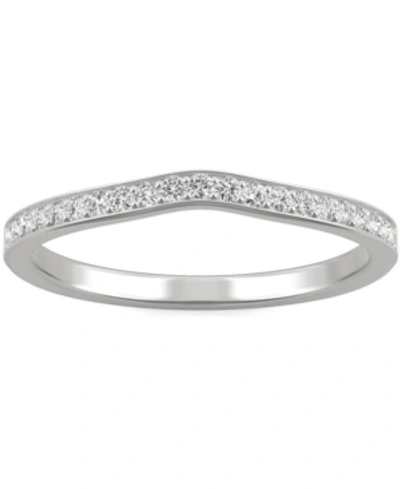 Charles & Colvard Moissanite V-shape Wedding Band (1/5 Ct. T.w. Dew) In 14k White Gold In White Gold