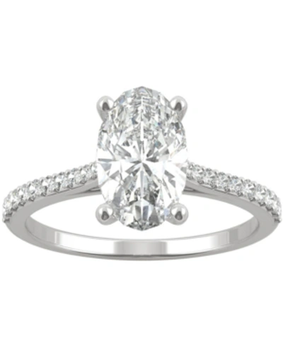 Shop Charles & Colvard Moissanite Oval Engagement Ring (2-1/2 Ct. T.w. Dew) In 14k White Gold Or 14k Yellow Gold