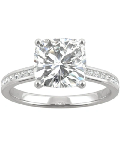 Shop Charles & Colvard Moissanite Cushion Engagement Ring (2-5/8 Ct. T.w. Dew) In 14k White Gold