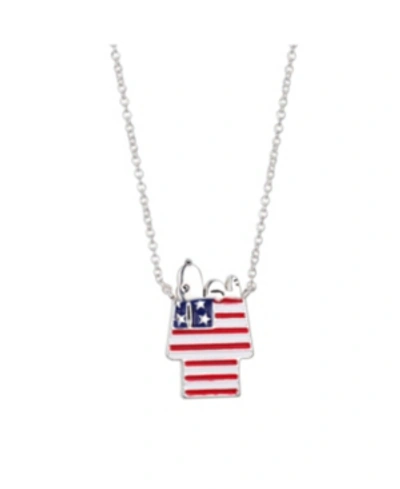 Shop Peanuts Silver Plated  "snoopy" Americana Dog House Pendant Necklace, 16"+2" For Unwritten