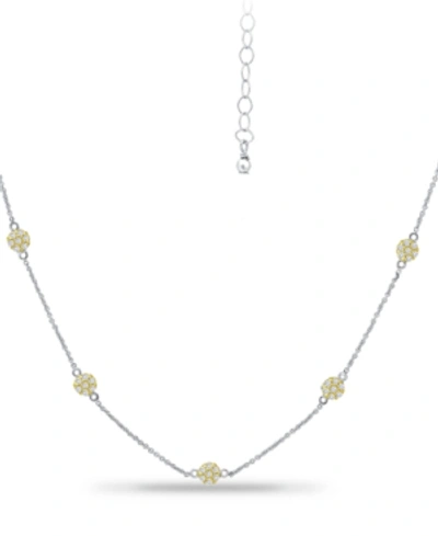 Giani Bernini Cubic Zirconia Mini-cluster Statement Necklace, 16" + 2" Extender, Created For Macy's In Two-tone