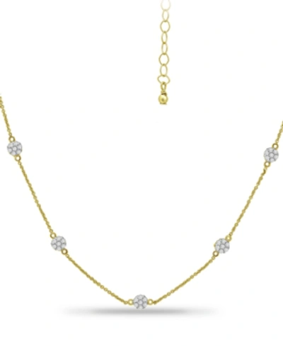 Giani Bernini Cubic Zirconia Mini-cluster Statement Necklace, 16" + 2" Extender, Created For Macy's In Gold Over Silver