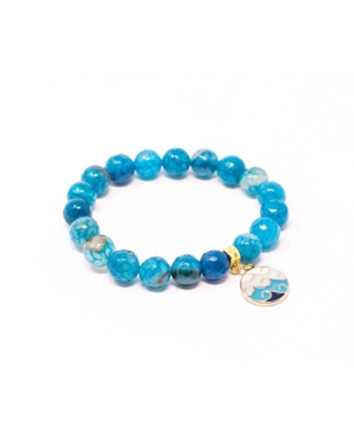Shop Katie's Cottage Barn Water Is Life Agate Give Back Bracelet In Blue