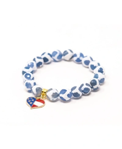 Shop Katie's Cottage Barn Tibetan Agate Stars And Stripes Star Give Back Collection Bracelet In Blue