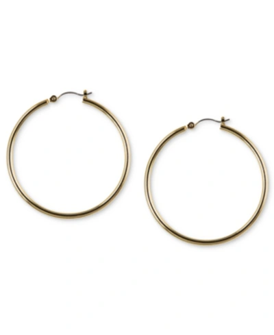 Shop Nine West Gold-tone 2" Tube Hoop Earrings