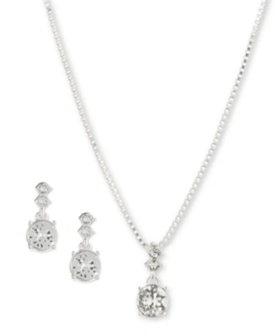 Shop Nine West Boxed Necklace And Earring Set In Silver-tone