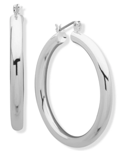 Shop Nine West Tubular Hoop Earring In Silver-tone