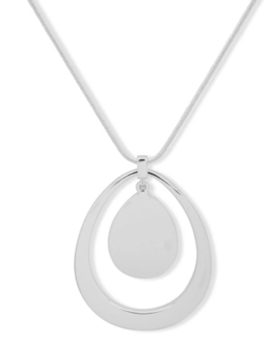 Shop Nine West Adjustable Pendant Necklace In Silver-tone