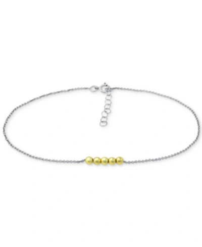 Giani Bernini Two-tone Beaded Ankle Bracelet In Sterling Silver & 18k Gold-plate, Created For Macy's In Two-tone