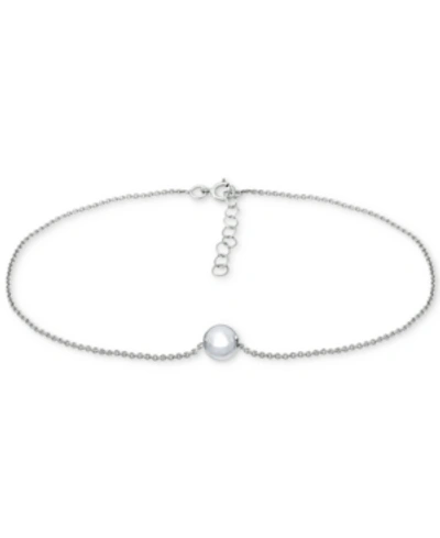 Giani Bernini Polished Bead Ankle Bracelet In 18k Gold-plated Sterling Silver & Sterling Silver, Created For Macy' In Silver