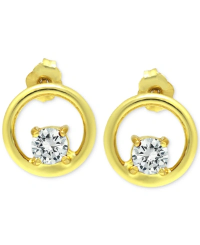 Giani Bernini Cubic Zirconia Circle Stud Earrings, Created For Macy's In Yellow Gold Over Silver