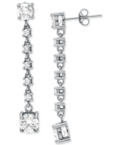 Giani Bernini Cubic Zirconia Linear Drop Earrings, Created For Macy's In Silver