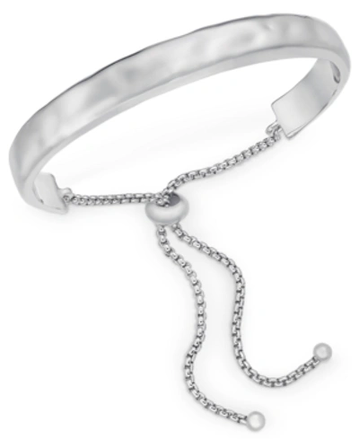 Shop Style & Co Hammered Bolo Bracelet, Created For Macy's In Silver