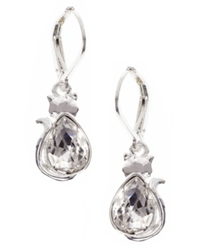 Shop Pet Friends Jewelry Cat Stone Drop Earring In Silver-tone