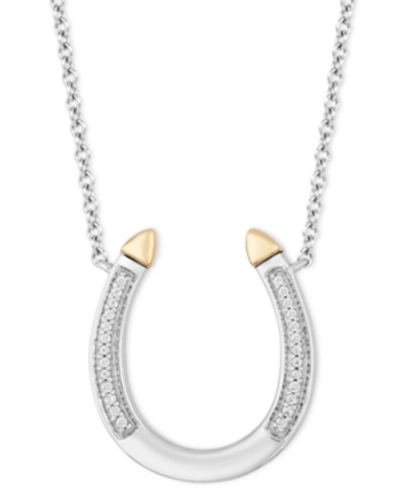 Shop Hallmark Diamonds Tokens By  Horseshoe Luck Pendant (1/20 Ct. T.w.) In Sterling Silver & 14k Gold, 16