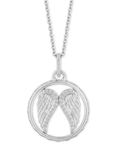 Shop Hallmark Diamonds Tokens By  Angel Wing Blessings Pendant (1/10 Ct. T.w.) In Sterling Silver, 16" + 2
