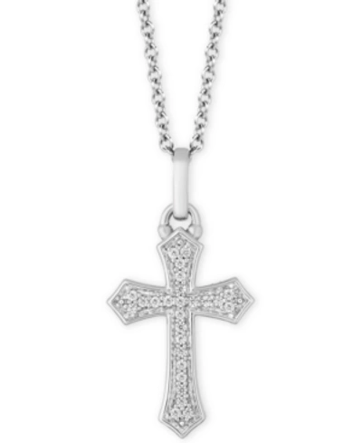 Shop Hallmark Diamonds Tokens By  Cross Blessings Pendant (1/10 Ct. T.w.) In Sterling Silver, 16" + 2" Ext