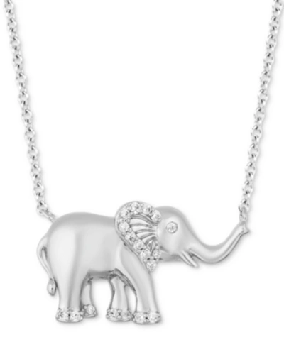 Shop Hallmark Diamonds Tokens By  Elephant Luck Pendant (1/8 Ct. T.w.) In Sterling Silver, 16"+ 2" Extende