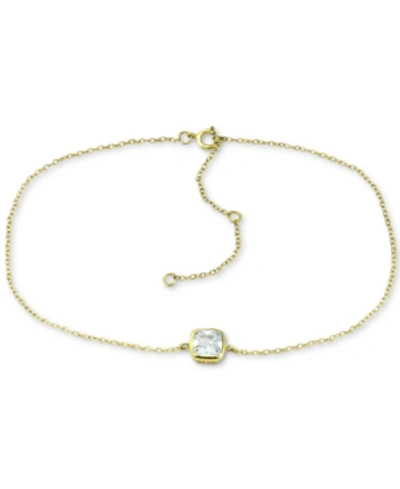 Giani Bernini Cubic Zirconia Bezel Ankle Bracelet, Created For Macy's In Gold Over Silver
