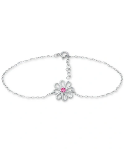 Giani Bernini Cubic Zirconia Ankle Bracelet In Sterling Silver (also In Lab-created Pink Sapphire), Created For Ma In Pink