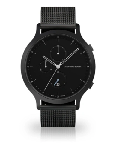 Shop Lilienthal Berlin All Black Chronograph With Black-tone Stainless Steel Mesh Bracelet Watch, 42mm