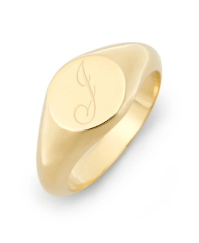 Shop Brook & York Claire Petite Initial Signet Gold-plated Ring In Gold - J