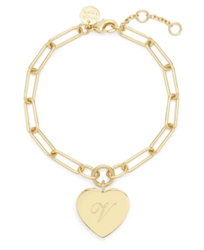 Shop Brook & York Isabel Initial Heart Gold-plated Bracelet In Gold - V