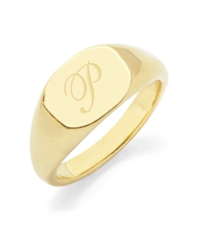 Shop Brook & York Reagan Initial Signet Gold-plated Ring In Gold - P