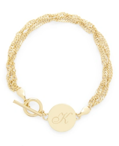Shop Brook & York 14k Gold Plated Sophie Initial Toggle Bracelet In Gold - K