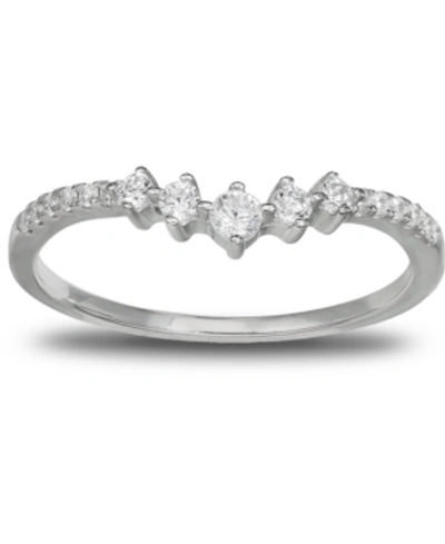 Giani Bernini Cubic Zirconia V Band In Sterling Silver, Created For Macy's In Silver
